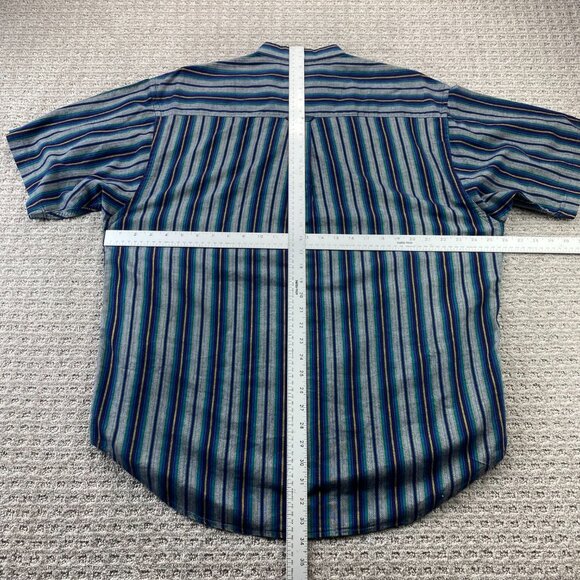 Pendleton Button Down Shirt Men Large L Gray Blue Stripes Short Sleeve KAPALUA - Picture 6 of 8